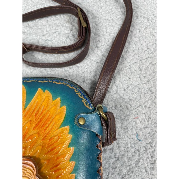 Purse Change Crossbody Angel Embossed Leather Hand made Zip Pouch Wallet - Picture 6 of 7